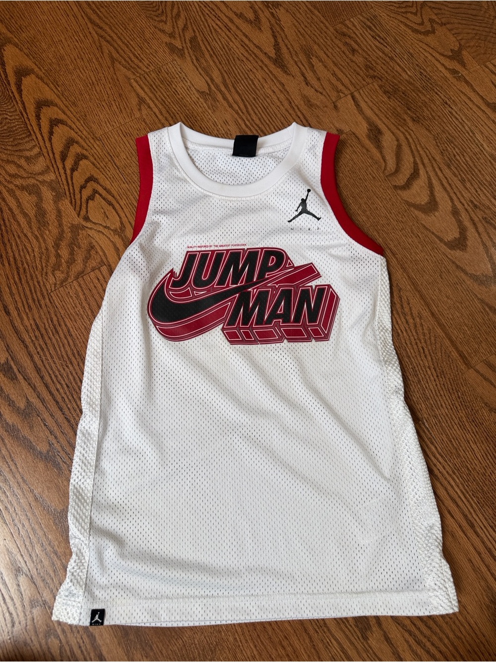 Jordan White Mesh Tank with Red Jumpman Logo Boys Large
